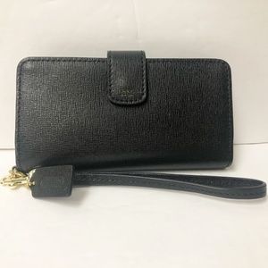 NEW Coach BLACK Saffiano Leather Phone Wallet
